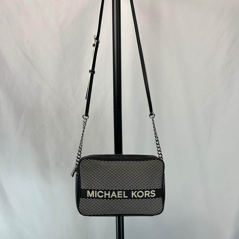 MICHAEL KORS Women's Jet Set Large Eastwest Cross Body Bag - Blk/ Off White - Picture 4 of 16